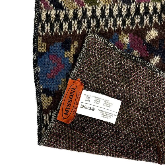 Missoni Orange Label Wool Mohair Floral Chevron Scarf 66" Long - Picture 3 of 3
